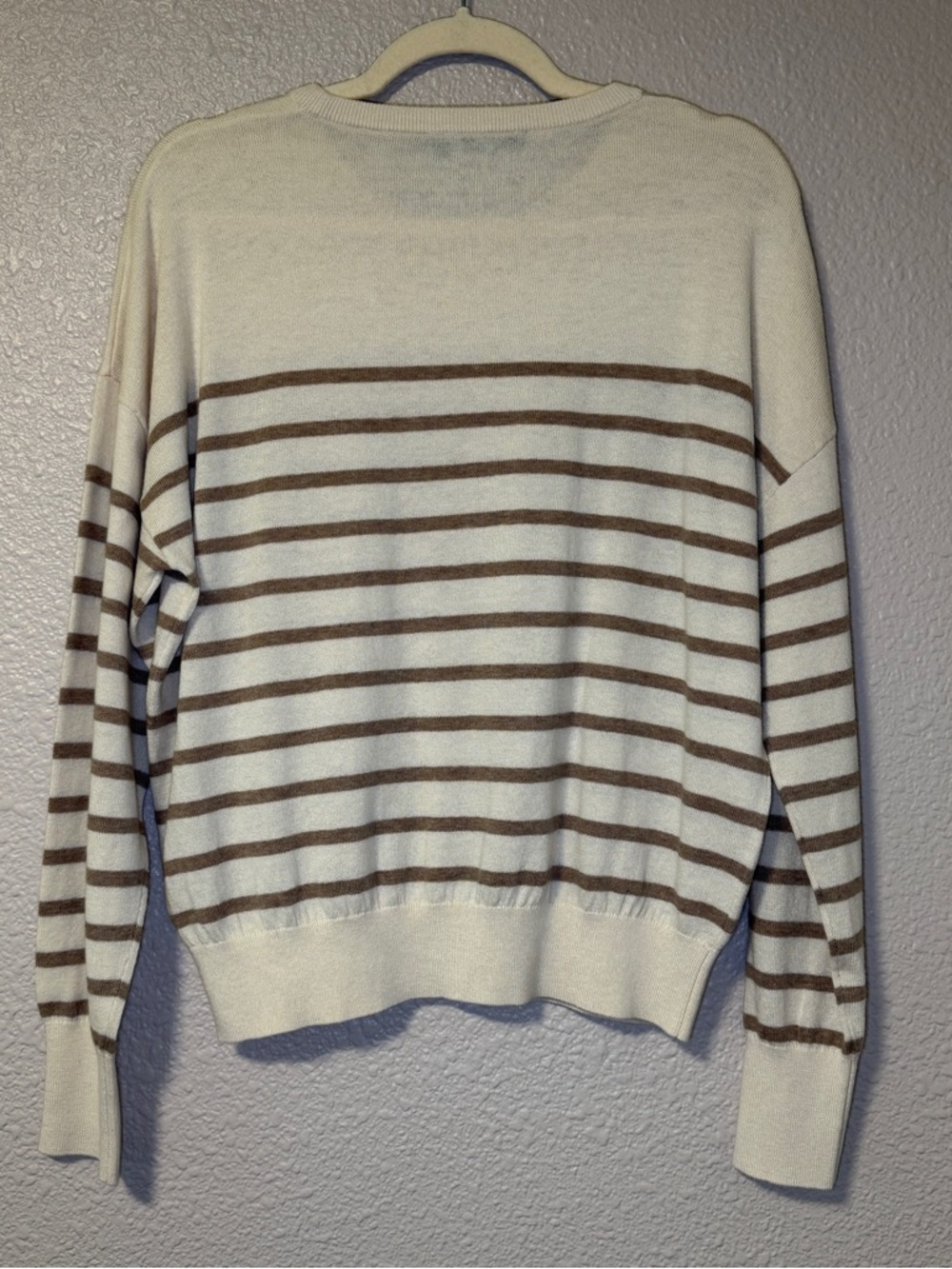 NWOT Jenni Kayne Avery Crewneck Sweater Stripe Cotton Merino Neutral S Summer - Picture 9 of 10